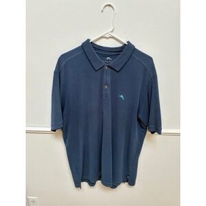 Tommy Bahama Emfielder Polo Shirt Mens XL Navy Blue Supima Cotton Marlin Logo